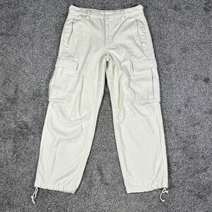 TNA Aritzia‎ Supply Cargo Pants Womens 10 Cream Heavyweight Cotton Baggy Utility